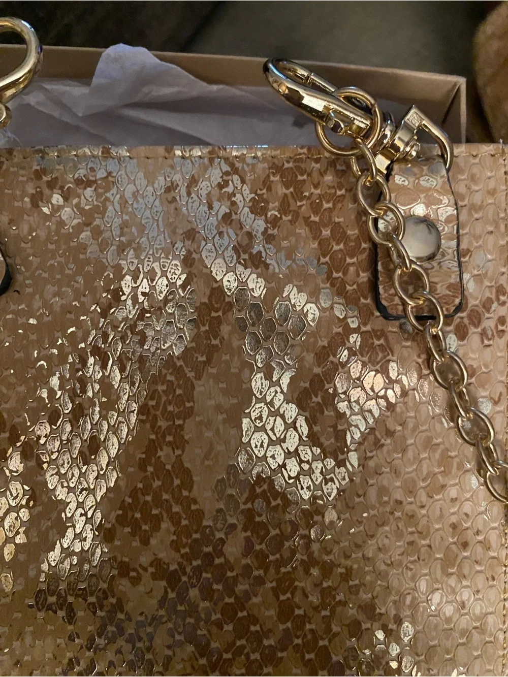 Tres Jolie Accessories Gold Sequin Crossbody with Chain Strap